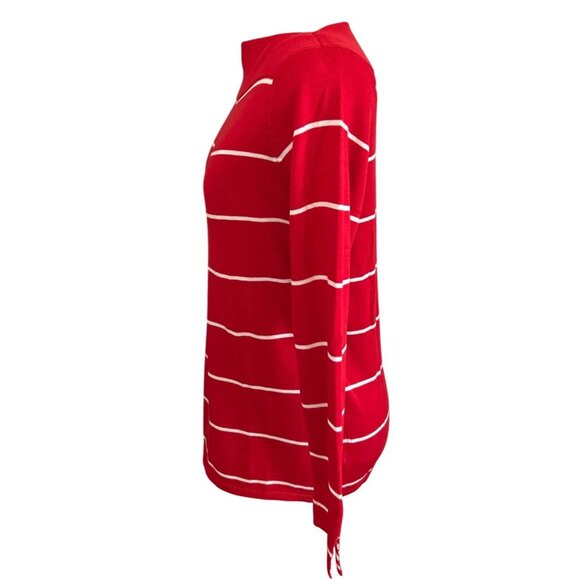 Chaps Red & White Striped Long Sleeve Cotton Modal Sweater M Nautical Style - Picture 2 of 8